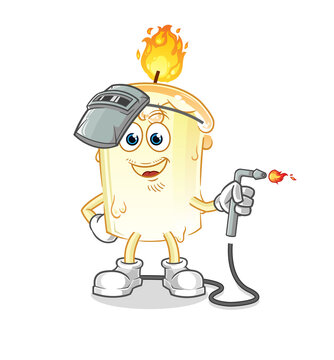 recommend clip art: candle welder mascot. cartoon vector
