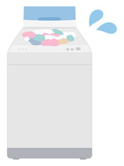 洗濯物を入れすぎて困っている洗濯機のイラスト