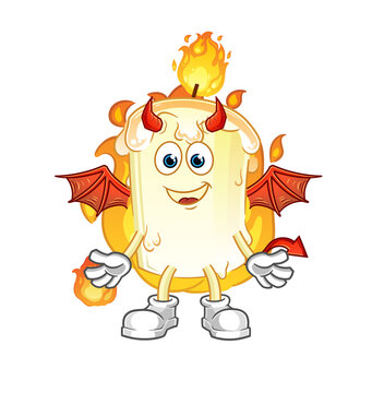 candle demon with wings character. cartoon mascot vector