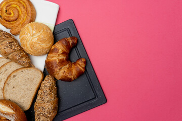 Diiferent types of bread view from the top
