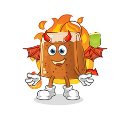 tea bag demon with wings character. cartoon mascot vector