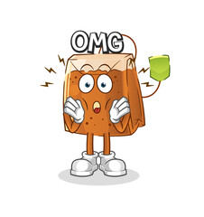 tea bag Oh my God vector. cartoon character
