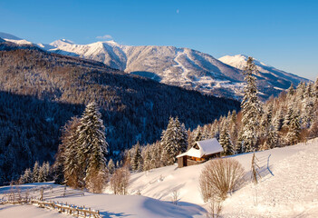 Winter landscape in Maramures,Romania