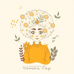 International women's day illustration with profile of woman