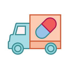 Vector color icon with truck