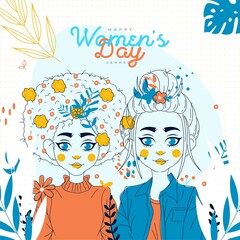 International women's day illustration with profile of woman