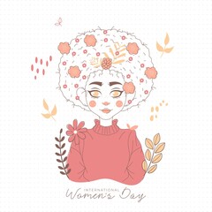 International women's day illustration with profile of woman
