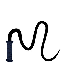 Whip for training an animal. Long cord. Horsewhip of Wild West. Flat cartoon