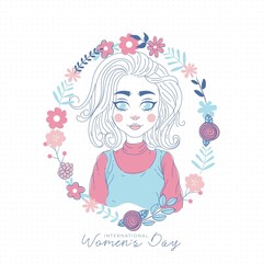 International women's day illustration with profile of woman