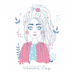 International women's day illustration with profile of woman