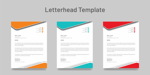 abstract letterhead template design with three colors layout vector