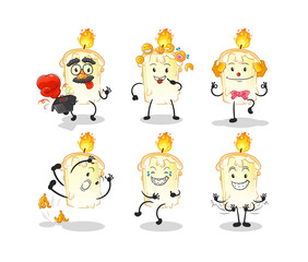 candle comedy set character. cartoon mascot vector