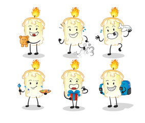 candle children group character. cartoon mascot vector