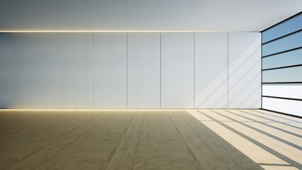 Fototapeta premium house with big glass window and wooden floor