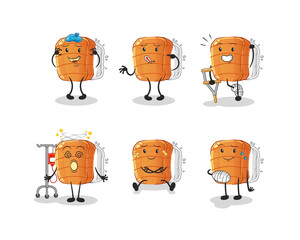 sushi sick group character. cartoon mascot vector