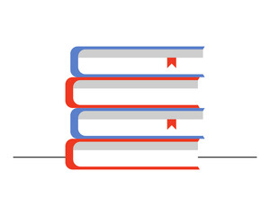 Fototapeta premium A stack of books lies on the surface. Books stacked, icon. Vector illustration