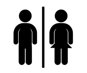 Women's and men's toilet icon. Signboard symbol. Vector illustration.