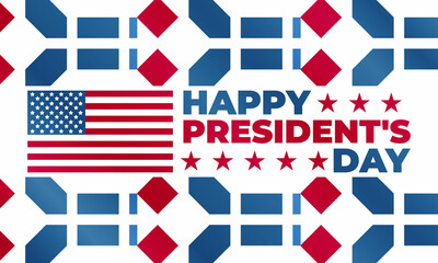Happy Presidents Day. Federal holiday in the USA. Celebrated in February. Suitable for greeting card, poster and banner. 