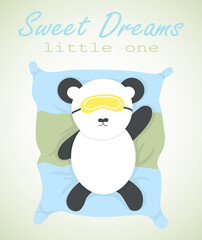 Panda sleeping poster print baby animal bear character  sweet dreams little one design