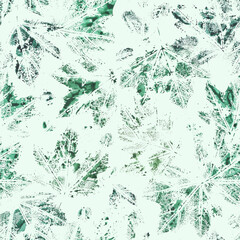 Background pattern set stamp imprint green  leaves, leaf, foliage birch l, watercolor, autumn, colorful, for postcard, board, wallpaper, season