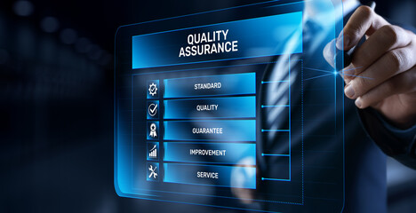 Quality assurance standard control certification technology concept.