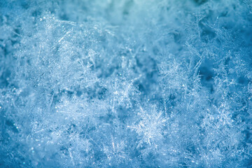 Fototapeta na wymiar Macro background of fresh snowflake texture