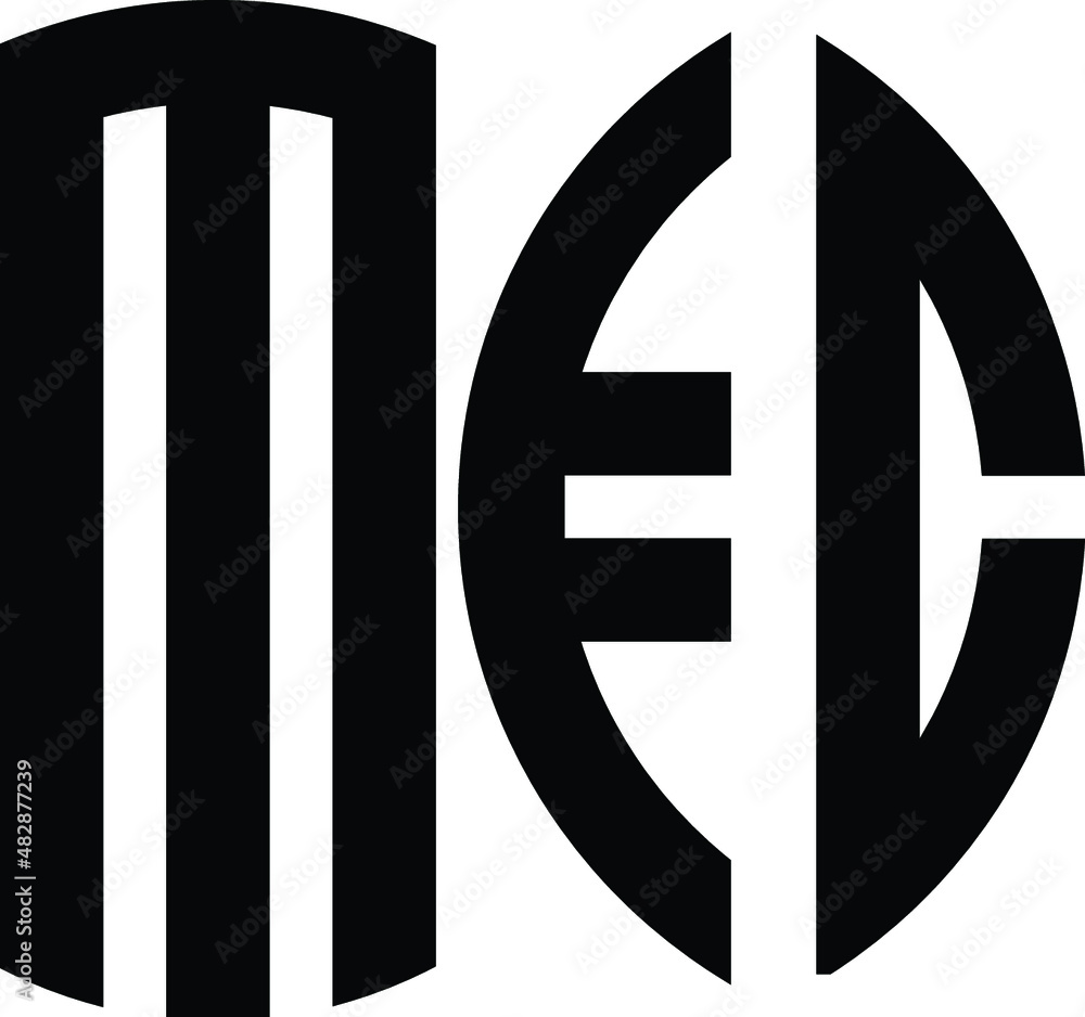 Poster title: mfc letter logo design with a circular shape vector in illustration.