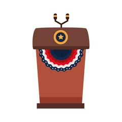 speech lectern with flag