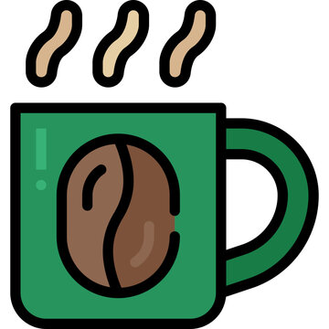 green coffee mug with bean and steam clip art preview