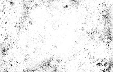 Grunge black and white pattern. Monochrome particles abstract texture. Background of cracks, scuffs, chips, stains, ink spots, lines. Dark design background surface.