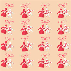 Pattern in the festivity of baba marta, pattern of red and white dolls