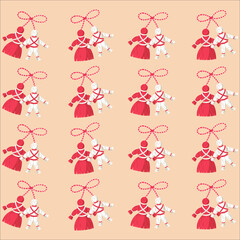 Pattern in the festivity of baba marta, pattern of red and white dolls	