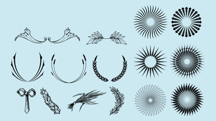 Set decorativo grafico radiale cornici banner ornamento © giulia