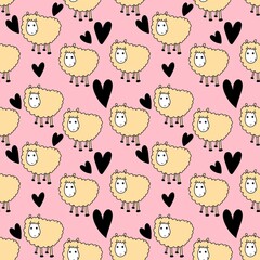 Obraz premium Kids seamless cute sheeps pattern for wallpaper and fabrics and textiles and packaging and gifts and cards and linens