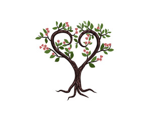 Fototapeta premium family tree with love concept. branch with heart shaped