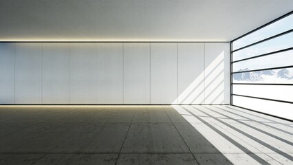 house with big glass window and wooden floor