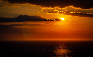 Sunset on the sea in Cornwall, United Kingdom