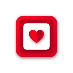 Red heart icon on white background. Valentine concept. Vector illustration