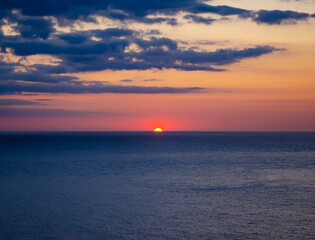 Sunset on the sea in Cornwall, United Kingdom