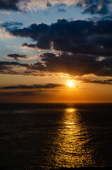 Dramatic sunset on the sea in Cornwall, United Kingdom