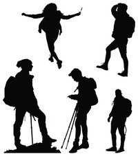 Hiker Silhouettes,Backpacker Silhouettes.