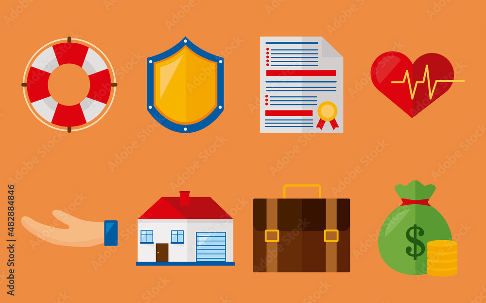 Poster eight insurance services icons