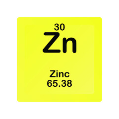 Zinc Zn Chemical Element vector illustration diagram, with atomic number and mass. Simple flat dark gradient design for education, lab, science class.