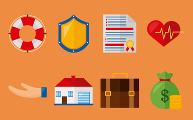 eight insurance services icons