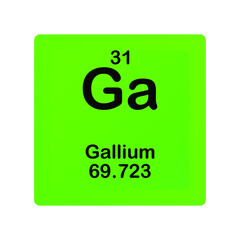 Gallium Ga Chemical Element vector illustration diagram, with atomic number and mass. Simple flat dark gradient design for education, lab, science class.