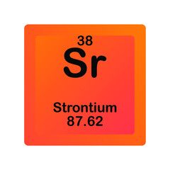 Strontium Sr Chemical Element vector illustration diagram, with atomic number and mass. Simple flat dark gradient design for education, lab, science class.