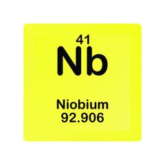 Niobium Nb Chemical Element vector illustration diagram, with atomic number and mass. Simple flat dark gradient design for education, lab, science class.