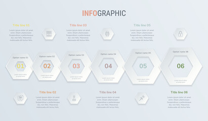 Abstract business square infographic template in vintage colors, with 6 options. Colorful diagram, timeline and schedule isolated on light background