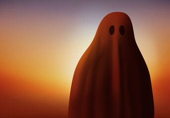 Concept de la peur et du surnaturelle, avec la silhouette d’un fantôme qui épouvante.