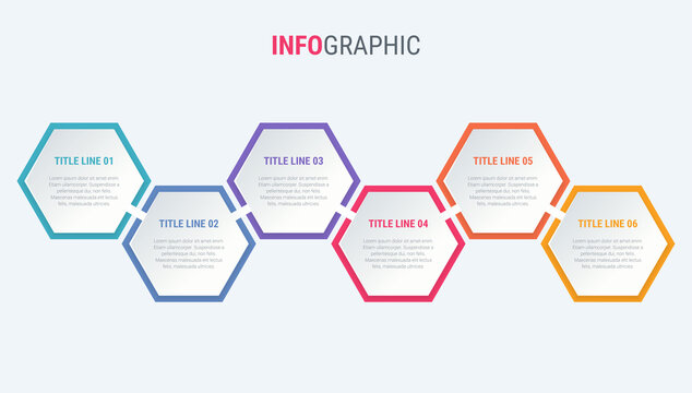 Timeline infographic design vector. 6 steps, square workflow layout. Vector infographic timeline template